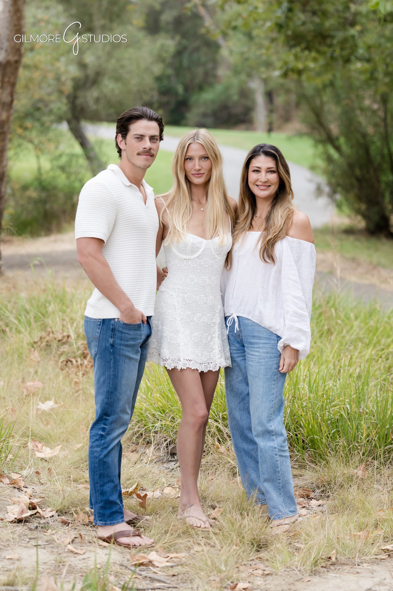 Canyon Park family session with adult siblings and their families
Large extended family photo with coordinated blues, creams, and neutrals