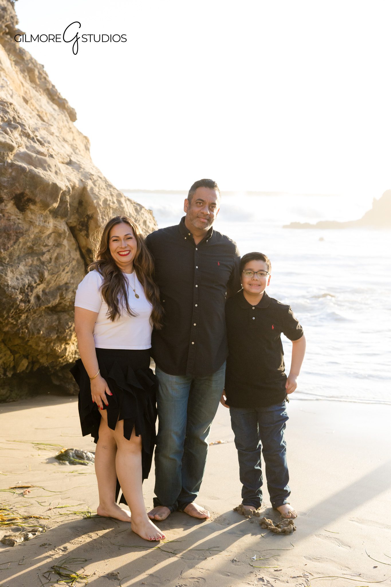 Family walking along the shoreline at Big Corona Beach during sunset
Corona del Mar family photographer capturing golden hour beach portraits