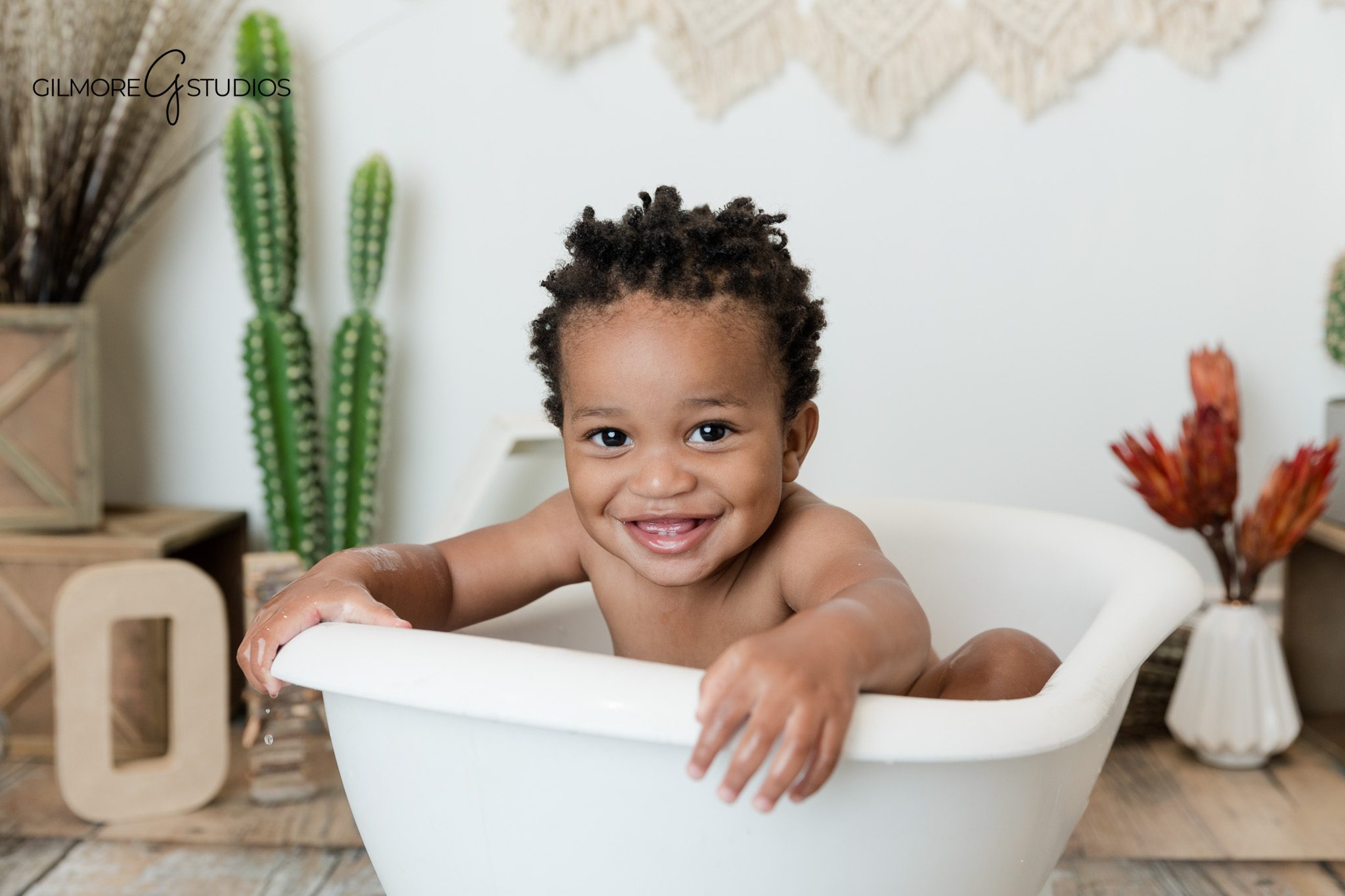 Simple baby portrait before boho cake smash photos
Newport Beach cake smash photographer capturing clean studio portraits