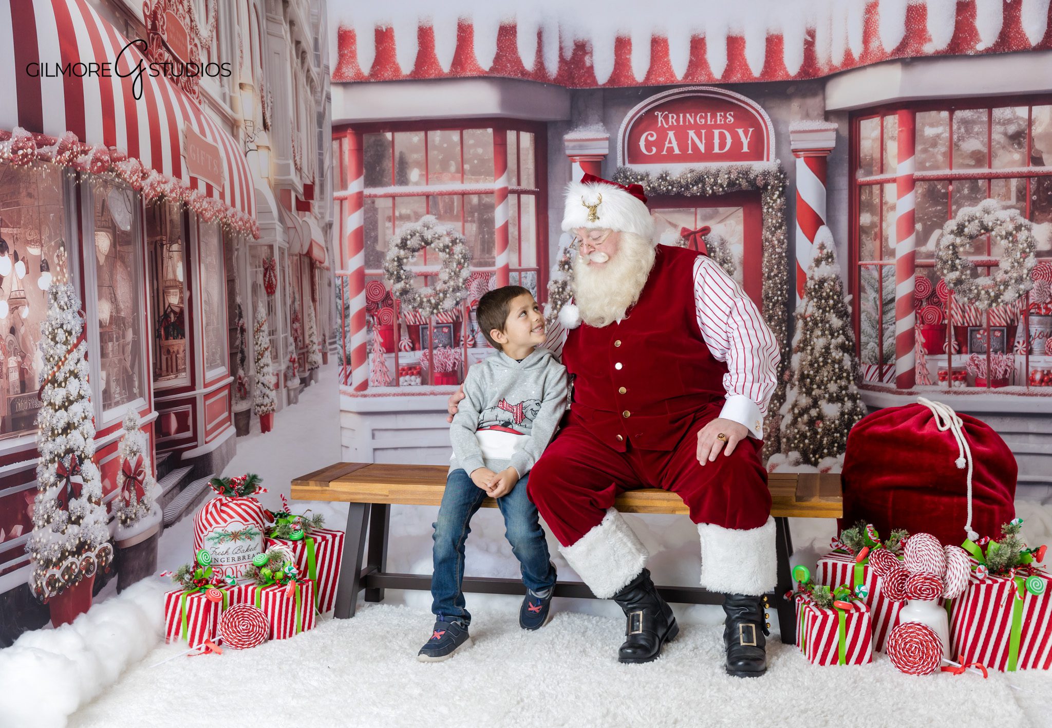 Santa photos near Gilbert with child looking up at Santa
Professional Christmas portrait with Santa and young boy