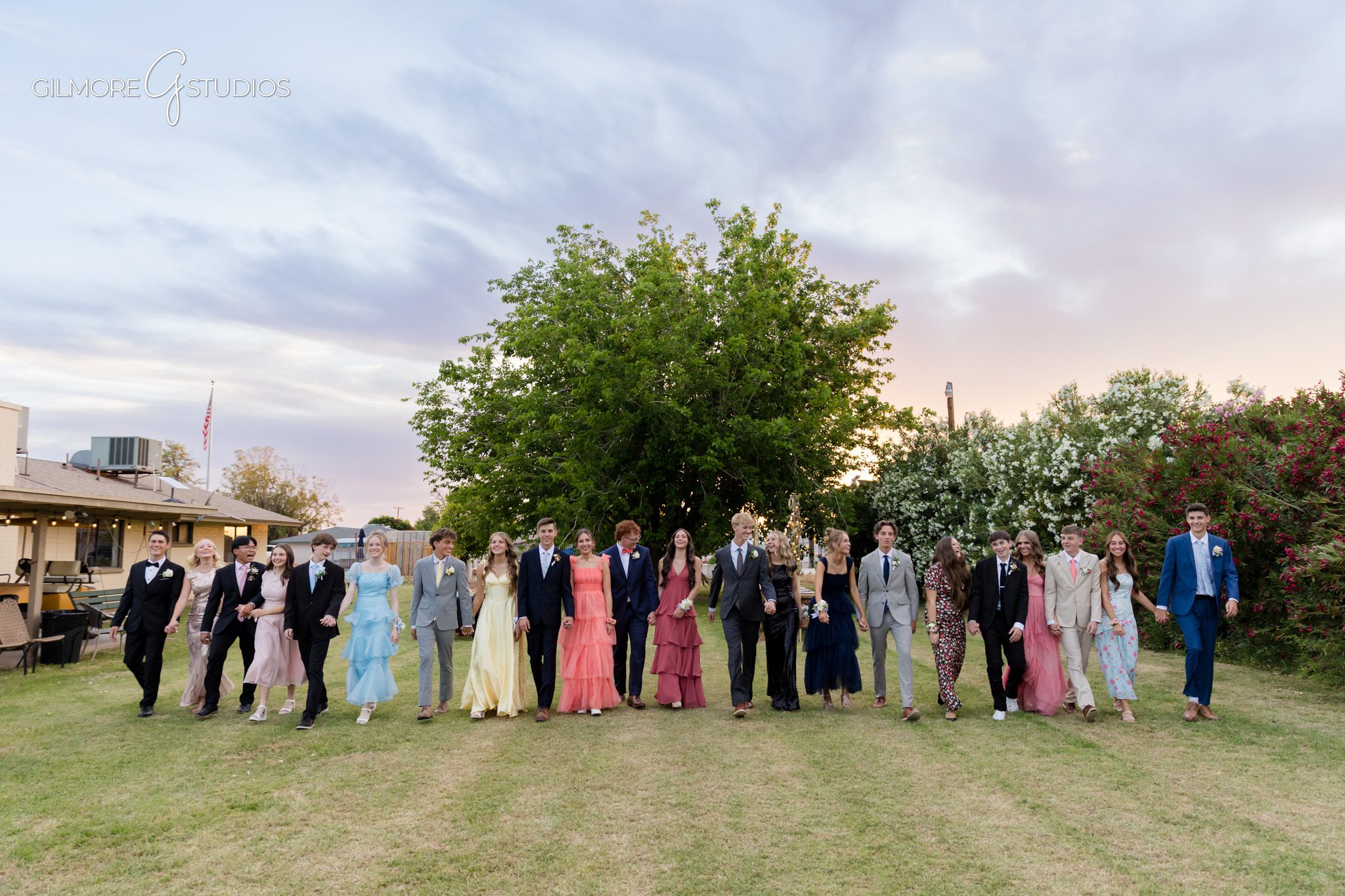 ALA prom photographer capturing couples before the dance
Formal prom portrait with corsage and boutonniere details